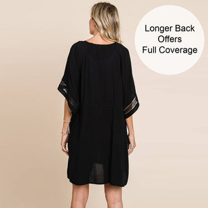 Kimono Swimsuit Cover up With Lace Trim