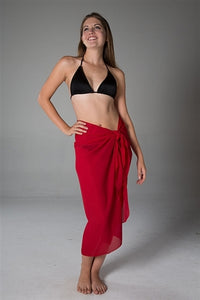 Georgette Long Sarong - Red